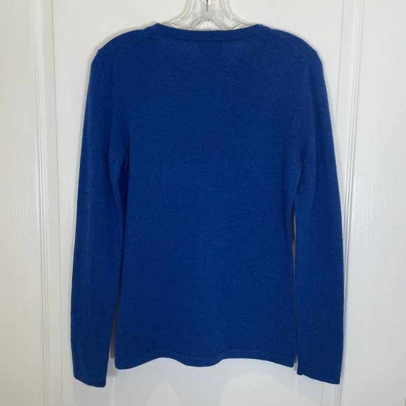 100% Cashmere Pullover Sweater Cobalt Blue Crew / Round Neck M - Picture 4 of 4